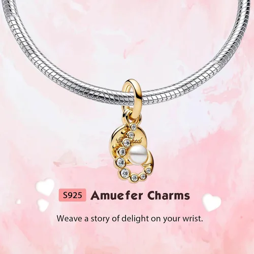 Vista 63 de Amufer S925 Charms for Women, compatible with Pandora Bracelets and Necklaces, Jewelry Gift