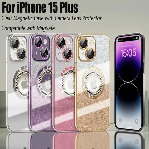 Vista 180 de Misscase Funda magnética con purpurina para iPhone 11 compatible con MagSafe, protección completa, delgada, a prueba de golpes, antiarañazos