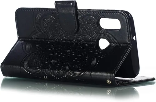 Vista 4 de LEECOCO - Funda para Galaxy A10E con diseño de mandala en relieve de piel sintética de lujo, cartera con tapa para cuaderno, soporte magnético