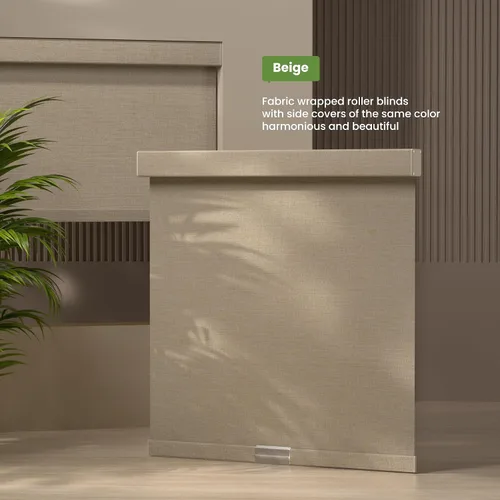 Vista 2 de Persianas enrollables opacas de lino para ventanas, sin cordones, para oscurecer la habitación, fáciles de instalar, con cenefa de casete, persianas