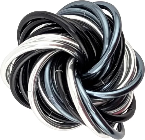 Vista 17 de Bola Fidget Möbii (MultiColor): Herramienta de juguete silenciosa para aliviar el estrés, ansiedad y estimular el ADHD para el hogar, viajes Cromo