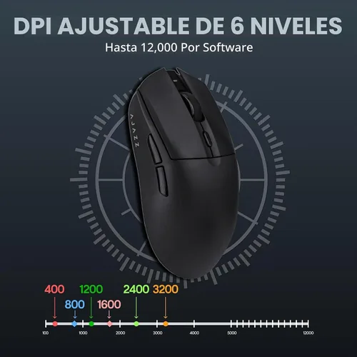 Vista 6 de MechLands AJAZZ AJ139 V2 MC Mouse para juegos con base de carga, ajustable 12,000 DPI, sensor PAW3311, 3 modos de mouse inalámbrico, batería de 500