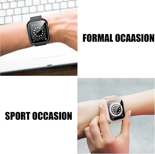 Vista 6 de 5 Pack Fundas con Protector de Pantalla de Vidrio Templado para Apple Watch 45mm Series 9 Series 8 Series 7, JZK Protector de Cubierta Completa