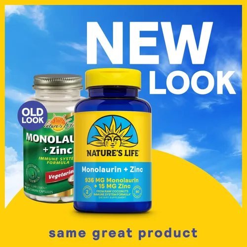 Vista 2 de Nature's Life Monolaurin Plus Zinc Suplemento de apoyo inmunológico – 936 mg de monolaurina de coco crudo, zinc 15 mg, apoya la salud intestinal