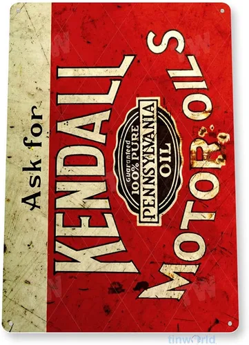 Vista 3 de Tinworld Cartel de estaño: Kendall Motor Oil Retro Rustic Oil Gasolinera Decoración de metal Garaje Auto Shop Cueva B725