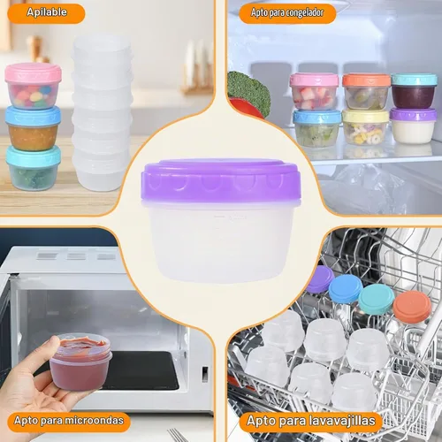 Vista 6 de RXRRXR Paquete de 12 Recipientes para Aderezo de Ensalada Para Llevar de 2.7 oz Condimentos Pequeños con Tapas Reutilizables Sin BPA A Prueba