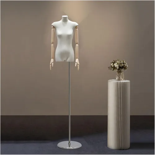 Vista 10 de Adjustable Female Mannequin Dress Form - Linen Fabric Torso for Sewing & Display, 66"-91" Height, Anti-Fingerprint Base - Perfect for Tailoring &