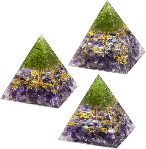 Vista 4 de Rockcloud Árbol de la Vida Pirámide de Orgón Amatista Cristal Generador de Energía Blanacing Chakra para Yoga Reiki Meditaion