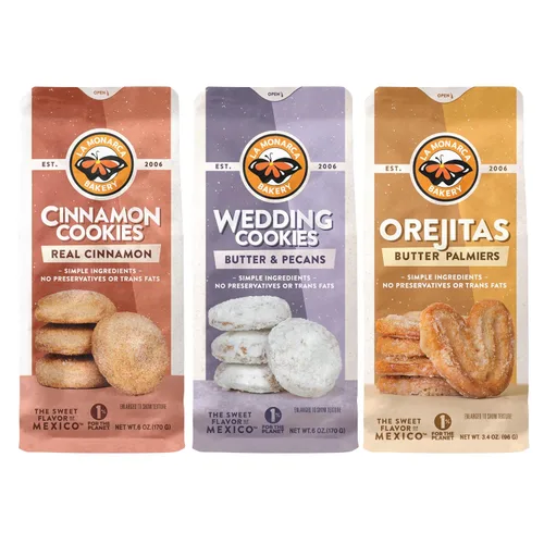 Vista 9 de Galletas de mantequilla mexicanas, 3.6 onzas (paquete de 3), hechas con mantequilla real e ingredientes simples por La Monarca Bakery