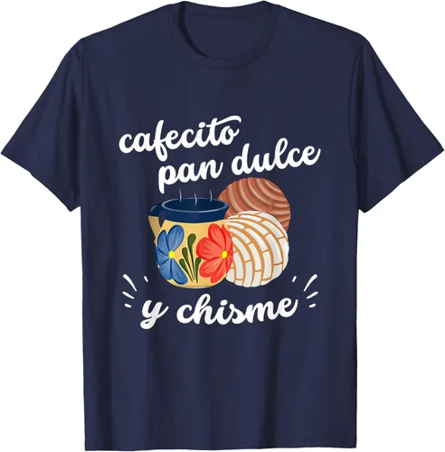 Vista 45 de Camiseta Cafecito Pan Dulce y Chisme Mexican Hispanic Pride Breakfast Negro