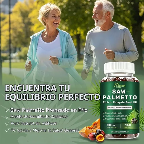 Vista 8 de Saw Palmetto for Men with Pumpkin Seed Oil Prostate Health Supplement