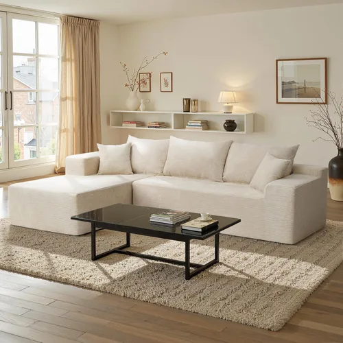 Vista 11 de Sofás seccionales negros para sala de estar, sofá sin estructura rígida con chaise en forma de L, sofá modular en caja con asiento profundo,
