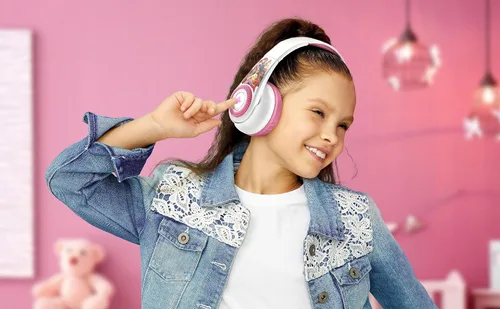 Vista 5 de eKids Disney Princess - Auriculares Bluetooth con EZ Link+, auriculares inalámbricos con micrófono y cable de audio, auriculares para niños