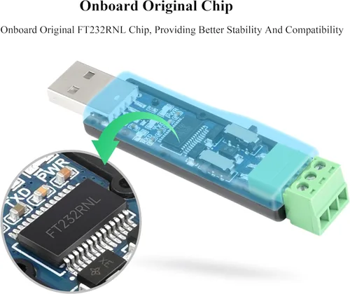 Vista 4 de Adaptador convertidor serie USB a RS232/RS485, chip original integrado FT232RNL estable, compatible con Raspberry Pi/Jetson Nano/Windows