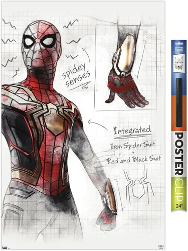 Vista 19 de Trends International Marvel Spider-Man: No Way Home - Póster de pared de bocetos, 22.4 pulgadas de largo x 14.7 pulgadas, versión enmarcada
