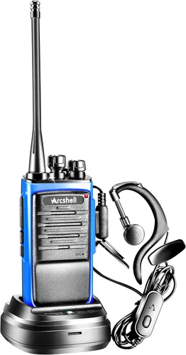 Vista 5 de Radios bidireccionales recargables de largo alcance con auricular, paquete de 4 walkie talkies Arcshell AR-6, batería de iones de litio y cargador