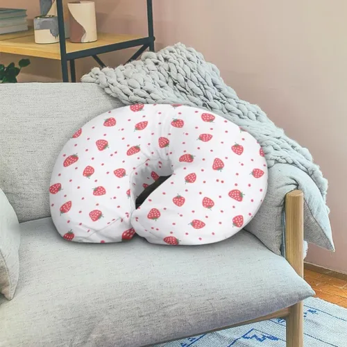 Vista 4 de Funda de almohada de lactancia para niñas, funda de almohada de lactancia materna de fresa para bebé, se adapta perfectamente a la funda de almohada