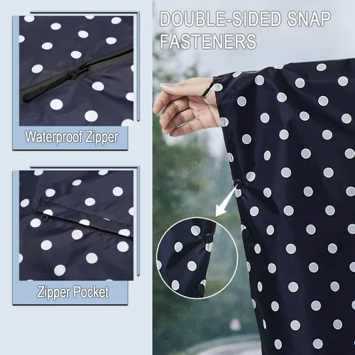 Vista 4 de POWINSUN Chubasquero impermeable con capucha y bolsillo para mujereshombresadultos