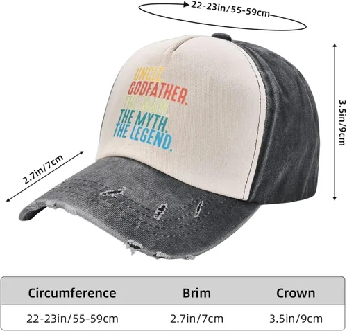 Vista 6 de Godfather The Man The Myth The Legend Adjustable Cowboy hat Washed Baseball Cap Outdoor Sun hat Dark Red