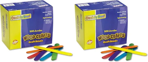 Vista 3 de Chenille Kraft - Paletas de madera para artesanías, tamaño extra grande – Pack de 500 unidades – varios colores.