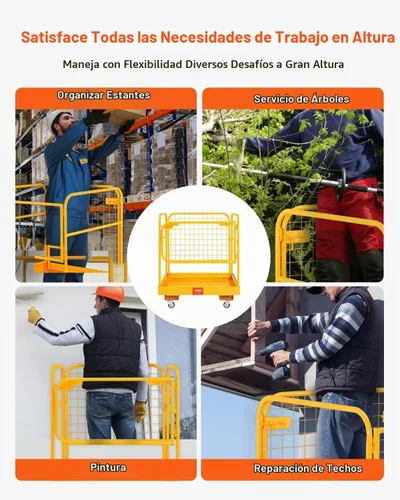 Vista 6 de VEVOR Cesta de Carga para Montacargas, Plataforma de Trabajo con Jaula de Seguridad de 36 x 36 Pulgadas, Capacidad de Carga de 1200 lbs, Cesta