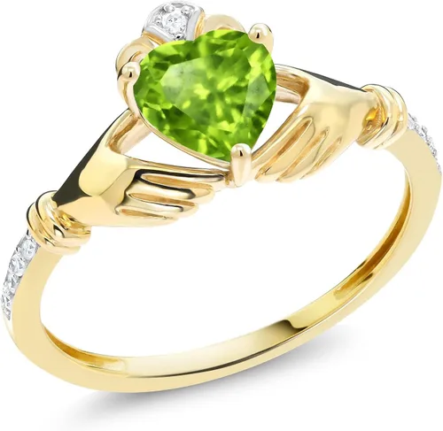 Vista 53 de Gem Stone King Anillo de compromiso claddagh celta irlandés de oro amarillo de 10 quilates con piedra preciosa en forma de corazón de 0.236 in