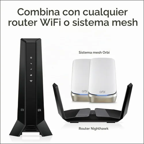 Vista 4 de NETGEAR Nighthawk Multi-Gig Cable Modem (CM2000) - Compatible con todos los proveedores de cable, incluyendo Xfinity, Spectrum, Cox - para planes