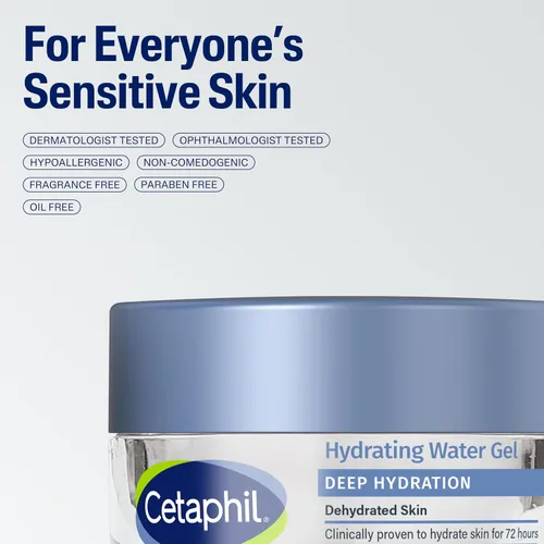 Vista 8 de Cetaphil Gel de agua restaurador de piel de hidratación profunda con ácido hialurónico y poliglutámico, hidratante facial, hidratación de 72 horas