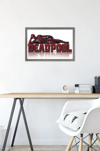 Vista 6 de Marvel Deadpool Legacy - Póster de pared acostado, 22.4 pulgadas de largo x 14.7 pulgadas de ancho, versión enmarcada de madera de granero