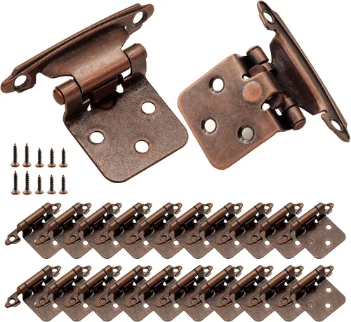 Vista 11 de 12 bisagras negras para puerta de gabinete, bisagras de cierre automático de cocina superpuestas de 1/2 pulgada (6 pares)