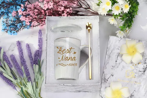 Vista 7 de Taza Best Nana Ever Taza de Café Best Nana Taza Nana Regalos Cumpleaños Día de las Madres Regalos para Mamá Abuela de Nietos Nieta Nieto Nietos Gris