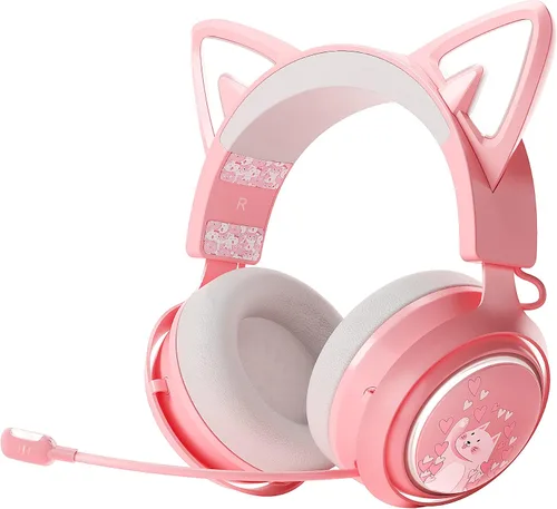 Vista 7 de Auriculares con orejas de gato, auriculares para juegos (inalámbricos, verde)
