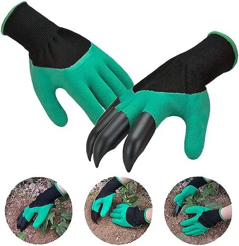 Vista 2 de 1 par de guantes de jardinería unisex para excavar en el jardín, macetas de flores, ajuste universal