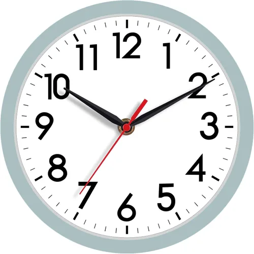 Vista 32 de AKCISOT 8 Inch Wall Clock, Silent Battery Operated Analog Clock, Black