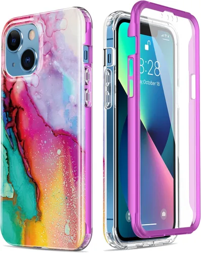 Vista 31 de Esdot Funda protectora para iPhone 13 Mini con protector de pantalla integrado, protección de grado militar con diseños de moda para mujeres