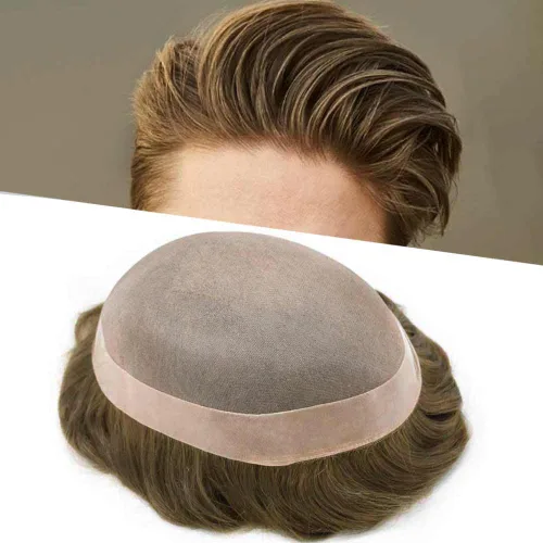 Vista 98 de Mens Toupee Hair Piece Real Human Hair Fine Mono Toupee para hombres Sistema de reemplazo de cabello para hombre Postizo Protesis Capilar Para