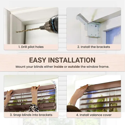 Vista 7 de PowerSellerUSA Persianas sin cordones de 2 pulgadas de ancho x 64 pulgadas de largo, para oscurecer la habitación, dos estilos de vinilo en relieve
