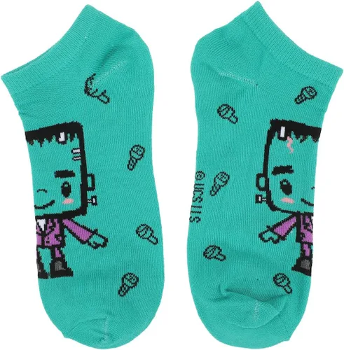 Vista 3 de Bioworld Universal Monsters Chibi Monsters - Calcetines tobilleros para mujer (5 pares), Multi colorido