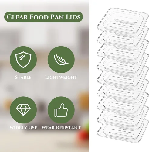 Vista 4 de Hoolerry 24 tapas de sartén de alimentos con asa de policarbonato tamaño 1/6 tapa transparente para restaurante, contenedor de alimentos comerciales