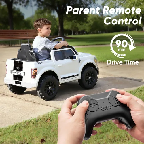 Vista 5 de Ford Shelby F150 24V Ride on juguete para niños 3-6 coche eléctrico con Blanco