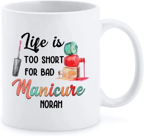 Vista 13 de Taza de cerámica Best Nail Tech Ever – Taza de cerámica personalizada con nombre de manicurista para compañero de trabajo – Nuevos regalos