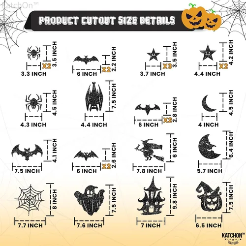 Vista 2 de KatchOn, Guirnalda de Halloween negra con purpurina, enorme, paquete de 10 unidades, guirnalda de decoración de fiesta de Halloween con recortes