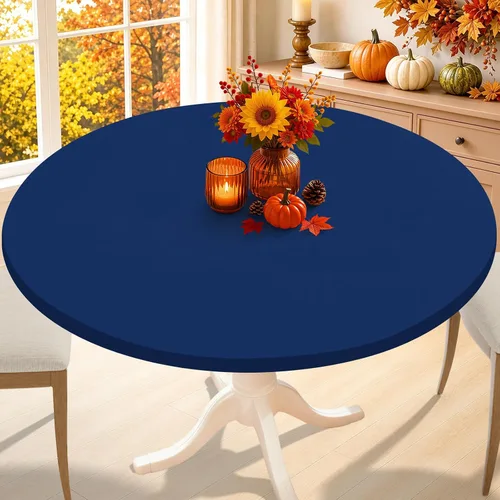 Vista 31 de Smiry - Mantel redondo de elastano, manteles ajustados lavables elásticos para mesas de 36 a 44 pulgadas, cubierta de mesa de picnic elástica