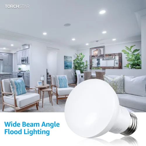 Vista 18 de TORCHSTAR Paquete de 8 bombillas LED BR20, luz de inundación para interiores R20, regulable, 7.5 W (50 W equivalente), UL y Energy Star, 3000 K