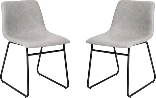 Vista 12 de Flash Furniture Butler LeatherSoft - Juego de 2 sillas de altura para mesa de comedor de 18 pulgadas, estilo moderno de mediados de siglo