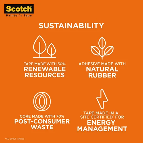 Vista 2 de Scotch Cinta adhesiva resistente para pintores, 6 rollos, 4.77 cm x 54.99 m, para uso en vinilo, alfombra, metal y plástico, cinta adhesiva