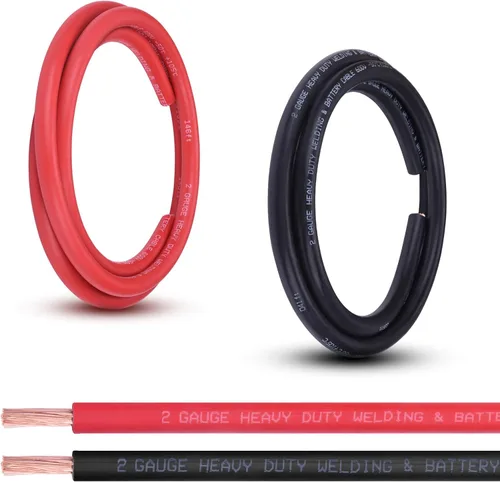 Vista 34 de Cable de batería calibre 1/0, 10 pies rojo + 10 pies negro, 1/0 AWG, alambre de cobre puro, cable de soldadura, para automotriz, batería, solar
