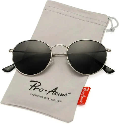 Vista 4 de Pro Acme - Gafas de sol pequeñas redondas de metal polarizadas para mujer, estilo retro de diseñador