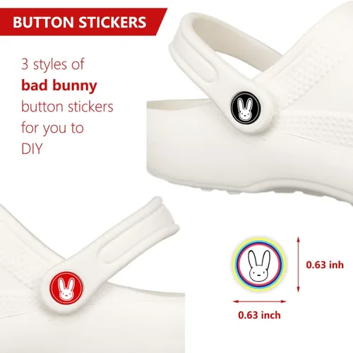 Vista 3 de GOTPE Dijes 3D para zapatos, decoración de zapatos, conejito malo de dibujos animados para mujer y hombre, zapatos de bricolaje, Plástico, No es una