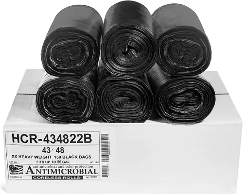 Vista 75 de Aluf Plastics Bolsas de basura de alta densidad, 10 galones, 4000 unidades, 6 micras (eq), 24 x 24 pulgadas, negras, para baño, oficina, industrial